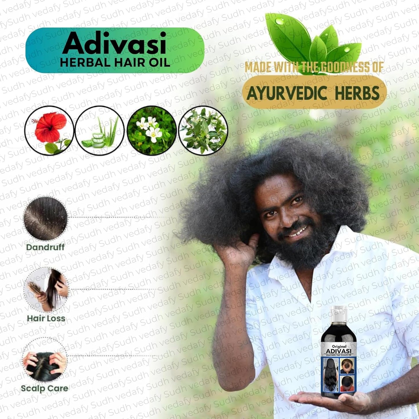 Sudh Vedafy Adiwashi Hair Growth Oil Ayurvedic Adiwashi Herbal Kesh tel with Natural Rosemary essential & Biotin for Control Hairfall anti-dandruff ( 100 ml ) ( PACK OF 2 )