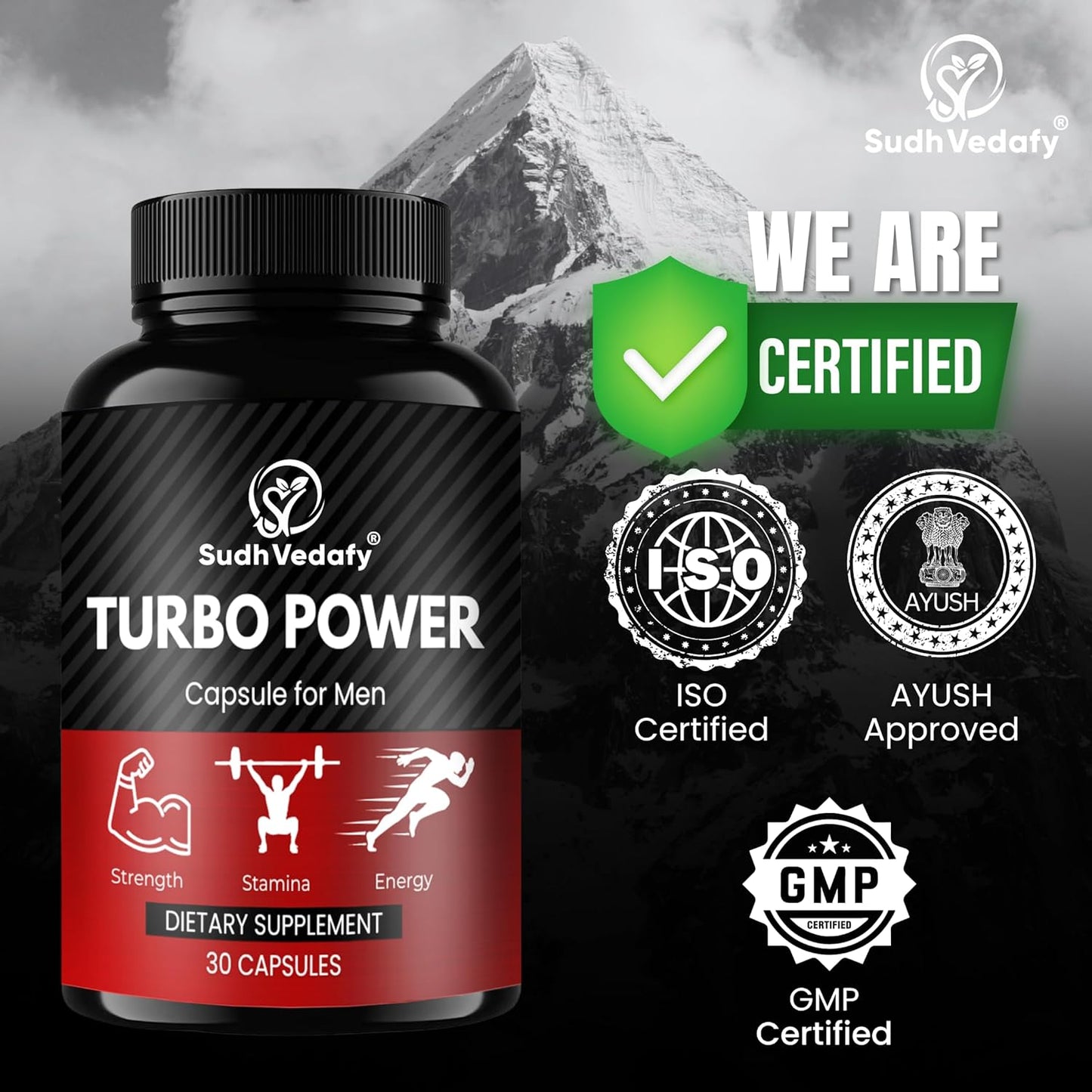 Sudh Vedafy Turbo Power Capsules for Men | Ayurvedic Energy & Vitality Booster
