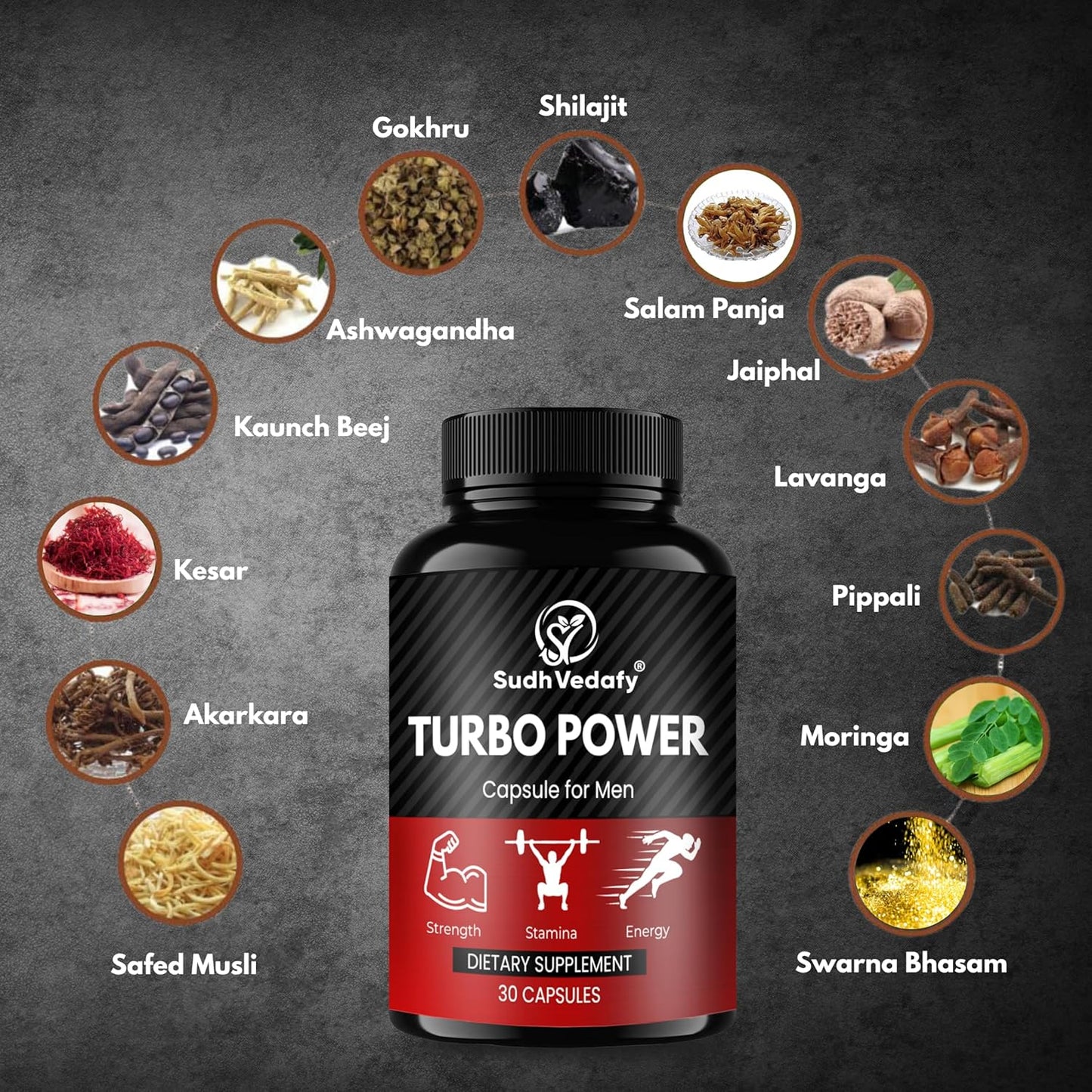 Sudh Vedafy Turbo Power Capsules for Men | Ayurvedic Energy & Vitality Booster