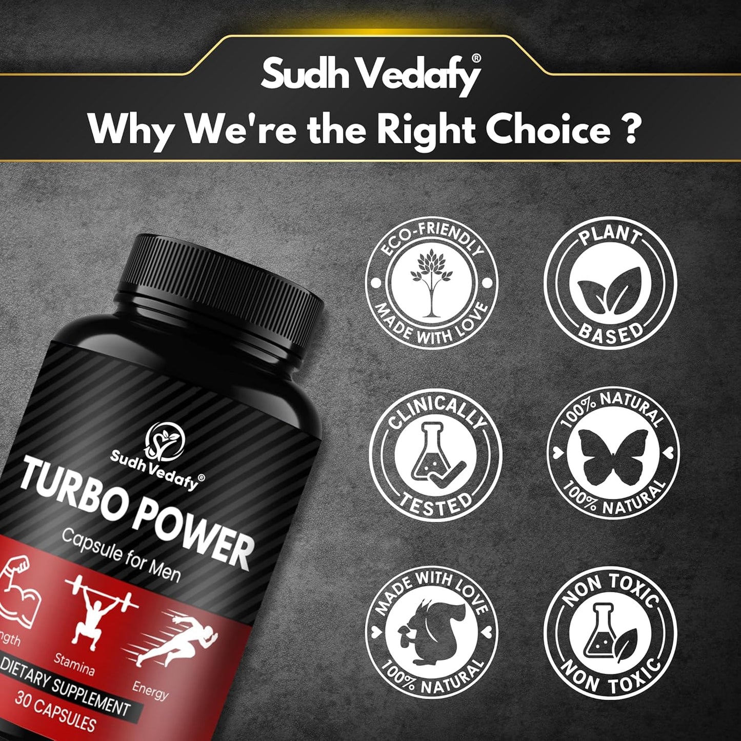 Sudh Vedafy Turbo Power Capsules for Men | Ayurvedic Energy & Vitality Booster
