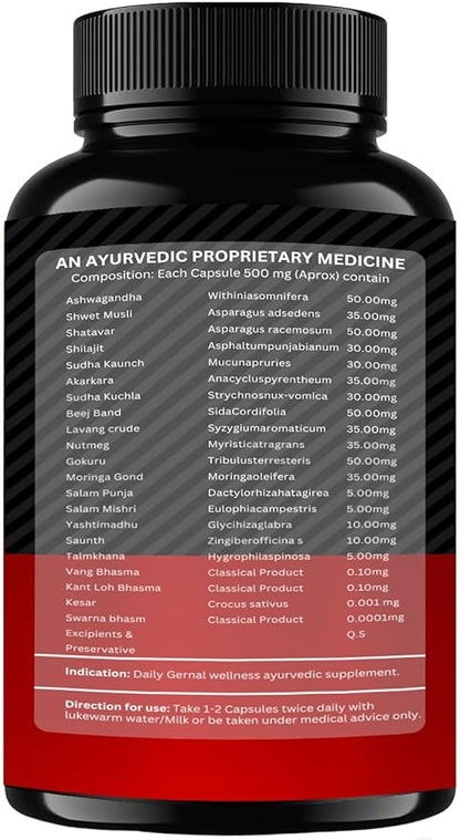 Sudh Vedafy Turbo Power Capsules for Men | Ayurvedic Energy & Vitality Booster