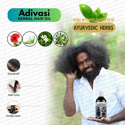 Sudh Vedafy Adiwashi Hair Growth Oil Ayurvedic Adiwashi Herbal Kesh tel with Natural Rosemary essential & Biotin for Control Hairfall anti-dandruff ( 100 ml ) ( PACK OF 2 )