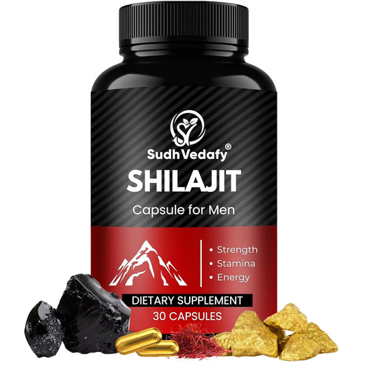 Sudh Vedafy Shilajit Capsules for Men | Pure Himalayan Shilajit for Strength & Stamina ( 30 Capsules )
