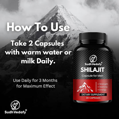 Sudh Vedafy Shilajit Capsules for Men | Pure Himalayan Shilajit for Strength & Stamina ( 30 Capsules )