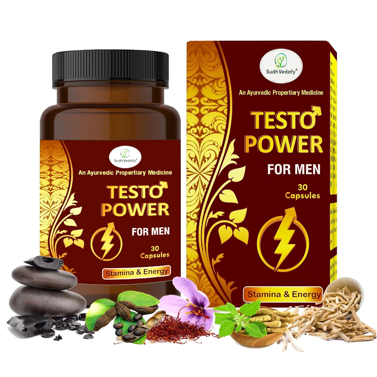 Sudh Vedafy Testo Power Capsules for Men – 30 Capsules | Ayurvedic Vitality Booster