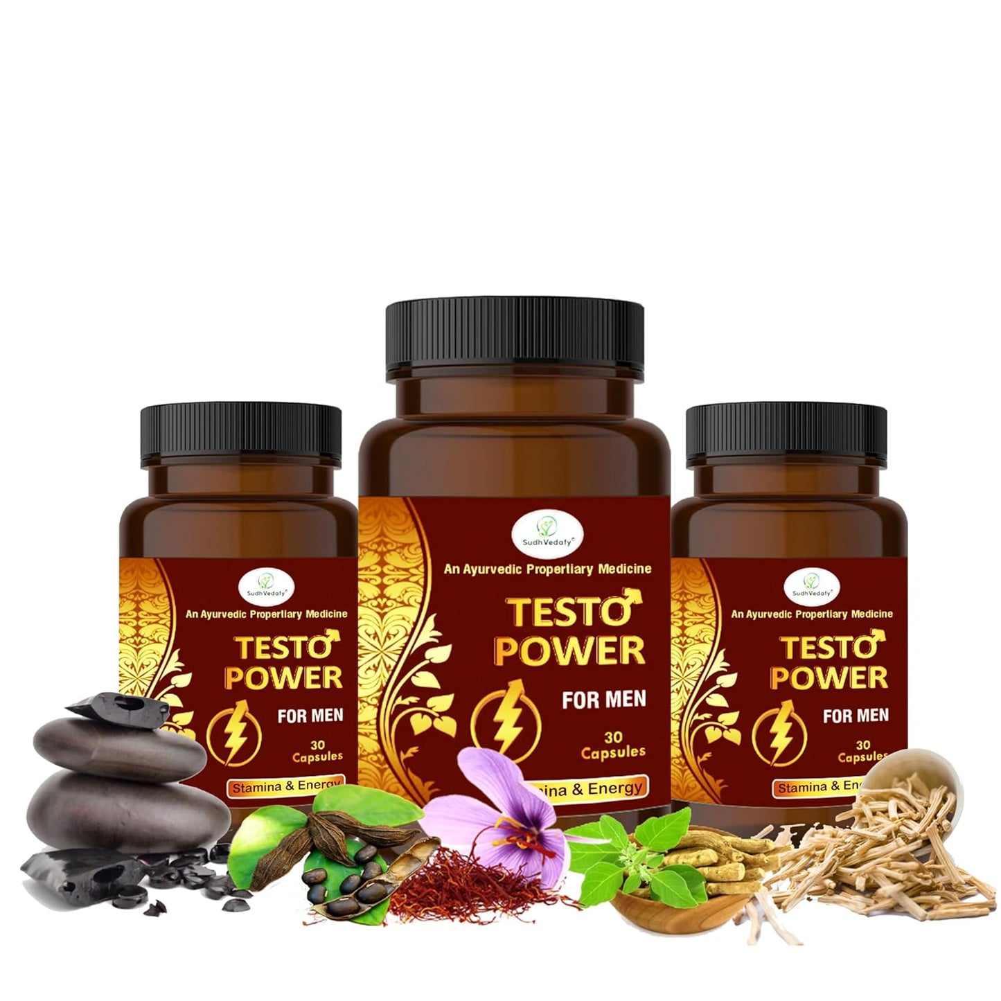 Sudh Vedafy Testo Power Capsules for Men – 30 Capsules | Ayurvedic Vitality Booster