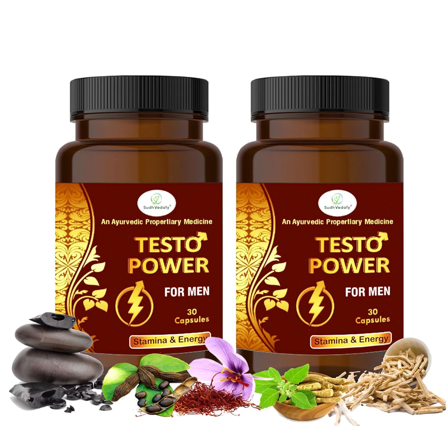 Sudh Vedafy Testo Power Capsules for Men – 30 Capsules | Ayurvedic Vitality Booster