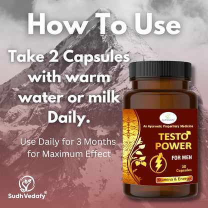 Sudh Vedafy Testo Power Capsules for Men – 30 Capsules | Ayurvedic Vitality Booster
