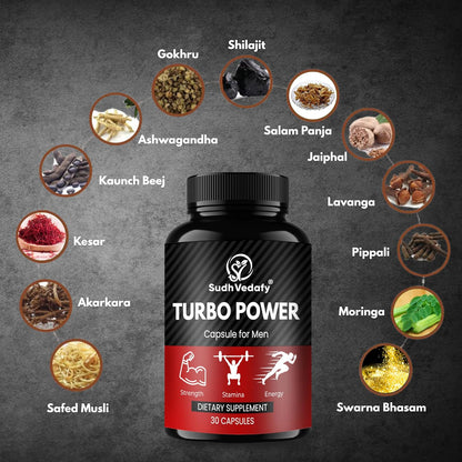 Sudh Vedafy Turbo Power Capsules for Men | Ayurvedic Energy & Vitality Booster