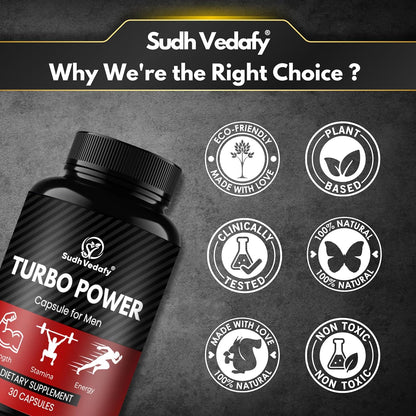 Sudh Vedafy Turbo Power Capsules for Men | Ayurvedic Energy & Vitality Booster